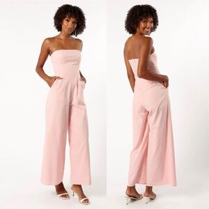 🌻NEW w.Tags Petal & Pup Jodie Pale Pink Strapless Jumpsuit Size Large